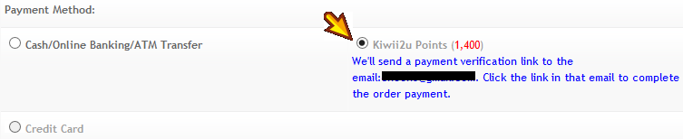 Pay by Kiwii2u Points